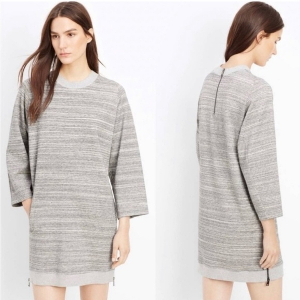 VINCE Melange Gray Knit Sweatshirt Dress In S